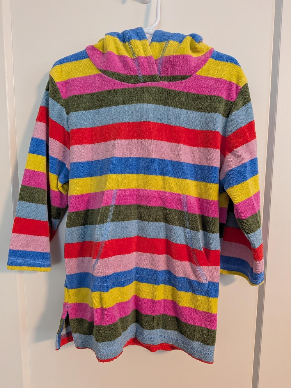 Mini Boden Towelling Terry Hooded Swim Coverup Girls 3-4Y Multicolor Stripe